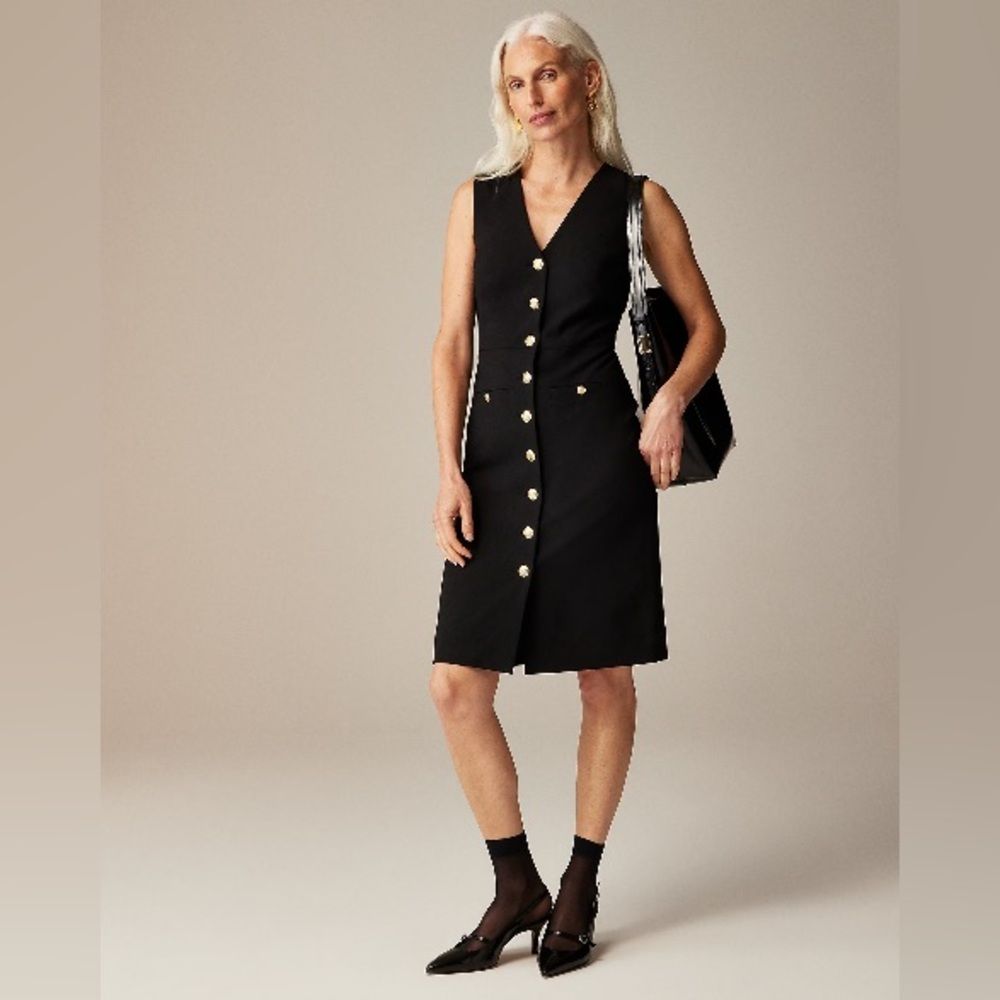 J. Crew Women’s Buttoned Sheath Dress In Italian Stretch Wool Blend Size 6 Nwt